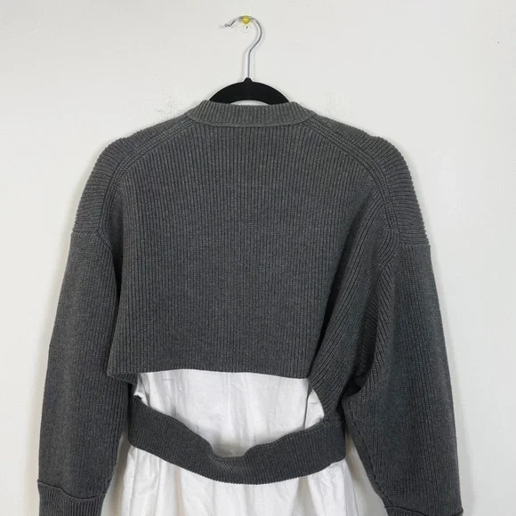 Alexander Wang Bilayer Crew Neck Oxford Cardian Sweater - Picture 10 of 11